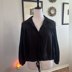 Mustard Seed Black Button Down Top